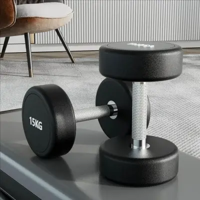 Rubber-coated steel dumbbell set for home training - 12