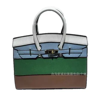 Damen-Patchwork-Platinum-Tasche, großes Fassungsvermögen, minimalistisch - 6