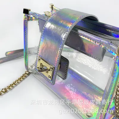 Yeni PVC şeffaf çanta kadın çantası şık moda ağrı çantası lazer omuz crossbody çanta moda zincir küçük kare çanta