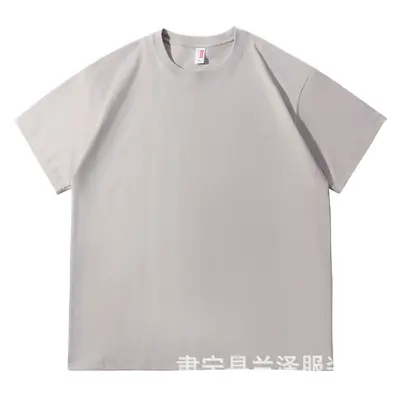 Schweres Gewicht 230g Baumwolljersey einfach tiefer Schulterschnitt Kurzarm Herren- und Damen-Casual-Vielseitig einfarbig T-Shirt Doppel-Tops Sommer - 11