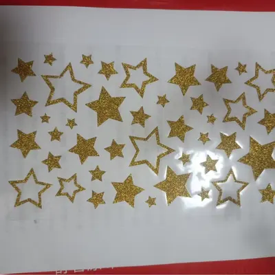 Gold Glitter Powder Five-Pointed Star Phone Stickers for Children, Waterproof