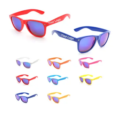 Solid Stud Sunglasses with Green Mirror Lens - 1