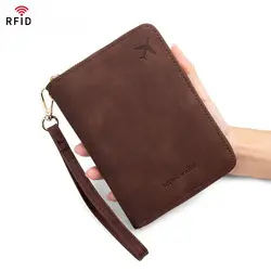RFID korumalı pasaport cüzdanı, fermuar kapanış, büyük kapasite - 9