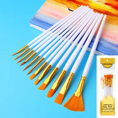 Grenzüberschreitende Amazon Pinselset mit 12/13/15 Stück, Kunststoffschaft, Nylonborsten, Aquarell- und Acrylpinsel, Linierpinsel - 10