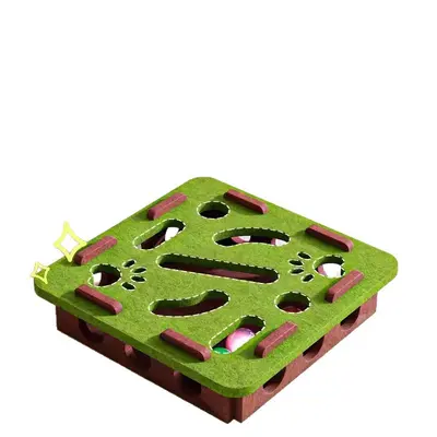 Felt Maze Cat Puzzle Box with Bell Ball and Hide-and-Seek Holes - 5