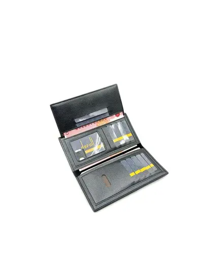 Men's PU Vertical Long Wallet, Litchi Grain, Soft, Multi-Card Slots - 5