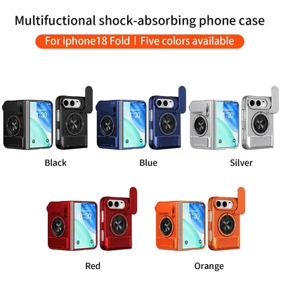 Suitable for iPhone 18 Duo Foldable Phone Case 360-Degree Rotating Magnetic Invisible Stand Sliding Window Case