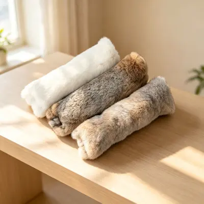 Katzenspielzeug aus echtem Kaninchenfell mit Katzenminze, 5er Set - 7