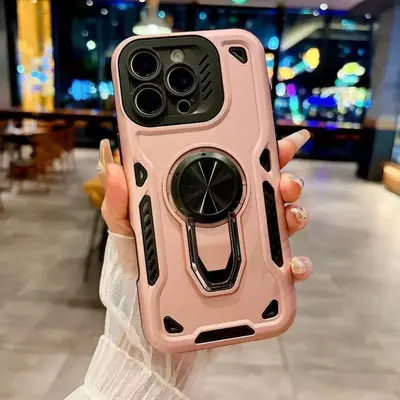 iPhone 17 Pro Max hassas delikli dönebilen yüzük standlı kılıf, şok korumalı - 9