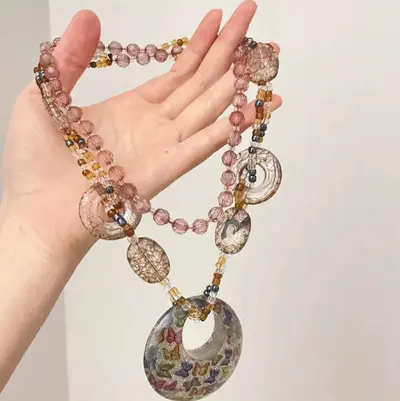 Mehrlagige Halskette mit Blütenquasten, Schlüsselbein-Kette - 10