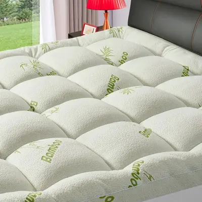 Amazon Premium Viscose Bamboo Fiber Mattress Protector Quilted Thickened Mattress Pad for Back Pain Relief TEMU Cross-Border