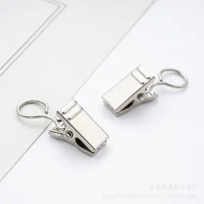 Metal Curtain Buckle with Ring, Open and Closed Crocodile Clips - 7