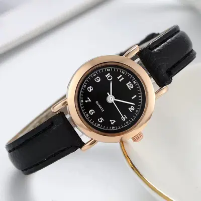 Damen-Armbanduhr, runder Zifferblatt, Quarz, kleine Größe - 3