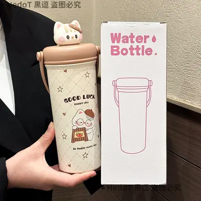 316 Stainless Steel Cat Insulated Cup with Straw, Portable - 7