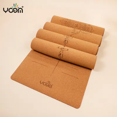 Cork Yoga Mat, Thick Natural Rubber, Wide, Laser-Engraved Logo Option - 2
