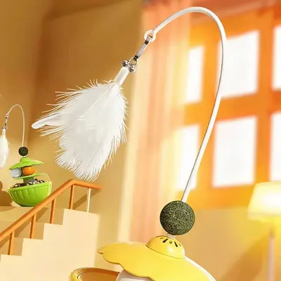 Feather Cat Teaser Wand with Detachable Catnip Ball - 5