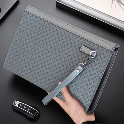 Men's Woven Pattern Clutch Bag Large Capacity Business Wallet - 8