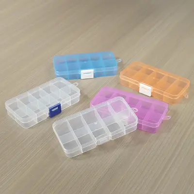 Küçük 10 bölmeli plastik kutu, şeffaf sabit ve çıkarılabilir parça kutusu, çok bölmeli takı bileşeni PP saklama kutusu - 5