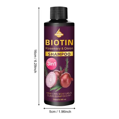 跨境生物素迷迭香与洋葱洗发水 三合一 护发保湿清洁洗发水268ML