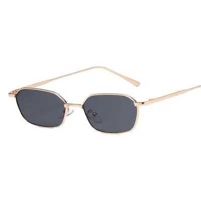 Small-Frame Polygon Metal Sunglasses, Unisex, Ocean Lens - 5