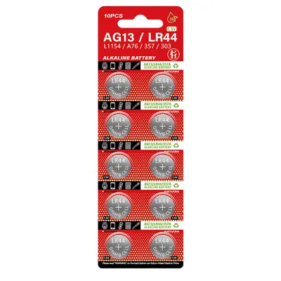 LR44 Button Cell Battery, AG13, 1.55V Alkaline Zinc-Manganese