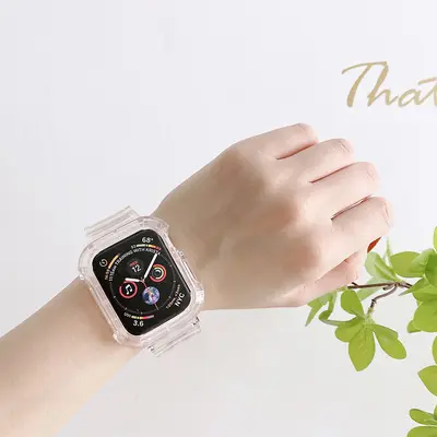 Apple Watch Series 9 Uyumlu Şeffaf Kordon, iWatch 8 ile Uyumlu