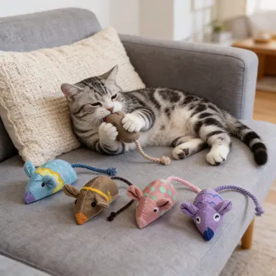 Simulation Plush Mouse Cat Toy, Bite-Resistant, With Catnip - 3