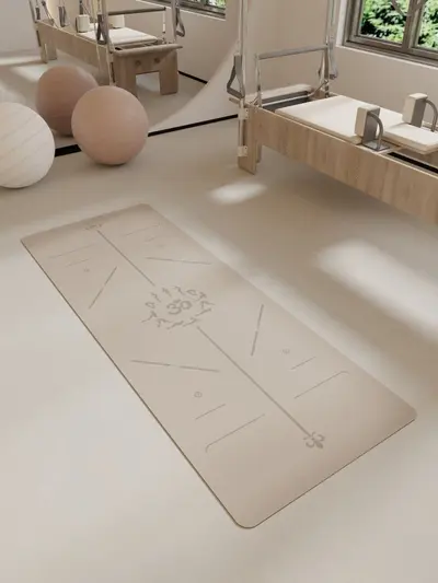 İşlenmiş ve özelleştirilmiş PU kauçuk yoga matı logosu ter emici kaymaz pozisyon çizgili yogamat spor fitness matı - 3