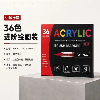 跨境直液式丙烯马克笔软头大容量彩色套装diy涂鸦美术绘画水彩笔 - 9