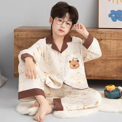 Jungen-Schlafanzug-Strickjacke langärmlig, Frühling und Herbst, mittlere bis große Kinder