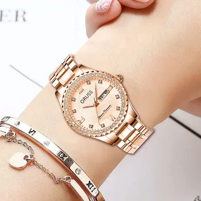 Schweizer Marke Automatische Uhr mit Leuchtzeiger, Datumsfenster, Herrenuhr, koreanischer Stil, Paarvariante, nicht mechanisch, Damenuhr für Schüler, wasserdicht - 7