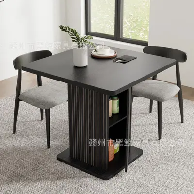 Quadratischer moderner Esstisch, klein, mit Stauraum - 7