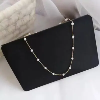 Amazon Cross-Border Neue Perlenkette Damen Dünne Kette Schlüsselbein Kette Französisch Retro Minimalistischer Schmuck Damen Großhandel