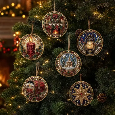 6-Piece Christmas Wooden Ornament DIY Set - 11