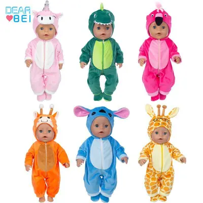 18 inch American Girl doll clothes, cartoon animal jumpsuit doll outfit, BJD clothing accessories