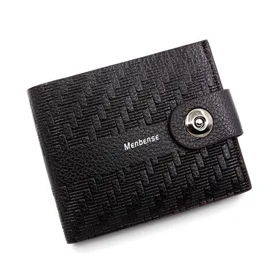 Men's Short Striped Wallet with Magnetic Snap and Coin Pouch, Slim Design - 11