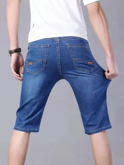 Herren Sommer-Jeansshorts, locker gerade geschnitten, Stretch, dünn, lässig