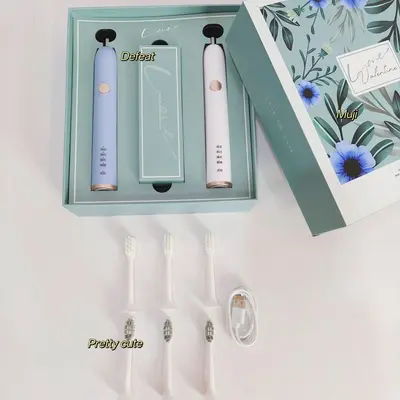 Electric toothbrush couple set soft bristles waterproof gift box - 9