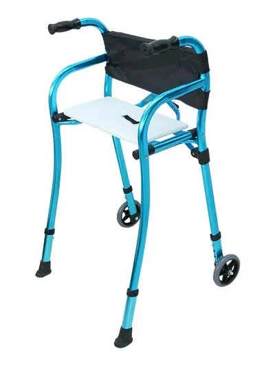 Four-Legged Walking Aid for Elderly with Foldable Crutches and Standing Armrests - 6
