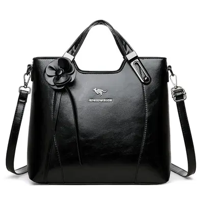 Middle-Aged Women's Soft Leather Single Shoulder Crossbody Handbag - 7