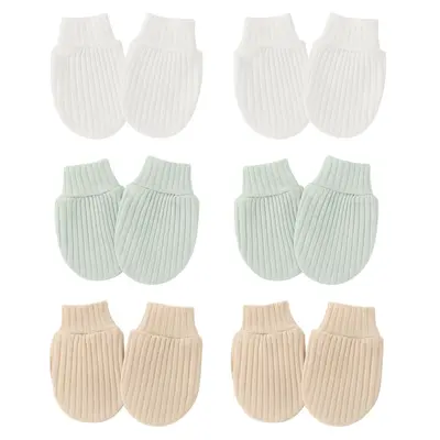 Newborn Anti-Scratch Face Gloves with Ribbed Edge and Foot Covers - 5