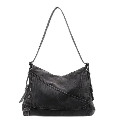 Women's Denim Tote Bag, Large Capacity, Single-Shoulder, Commuter Bag - 6