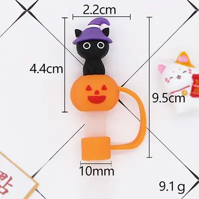 Staubdichte Halloween-Strohhalmabdeckung mit 10mm Gummistopfen - 9