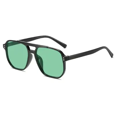 Metal Square Aviator Sunglasses, UV400, Ocean Lens, Double Bridge - 10