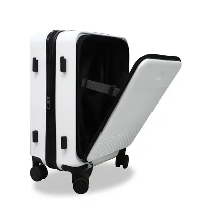 Front-Opening Wheeled Suitcase with Foldable Cup Holder - 4