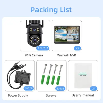 ICSEE 8MP WiFi NVR Kamerasatz mit PTZ, Dual Lens, 8-Kanal