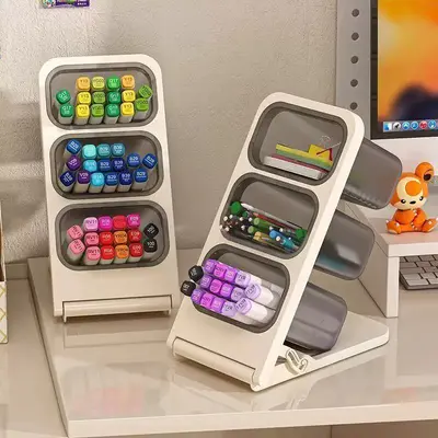 Angled pencil holder, large capacity desk storage organizer