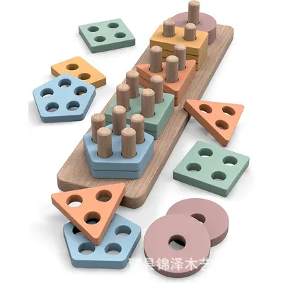 Montessori geometrik stapel silindir, ahşap erken eğitim