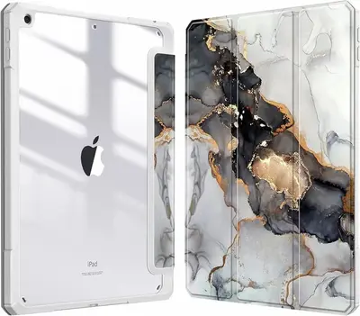 Protective Case for iPad 11, 10.2 Inch with Pen Slot, Acrylic Painted Leather Cover - 9