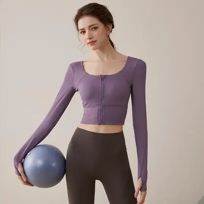 Damen-Yoga-Langarmshirt, figurbetont, Modell 2026 - 8